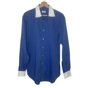 Brioni Dress Shirt Mens 15 3/4-40 Blue Button Up Long Sleeve French Cuffs Italy